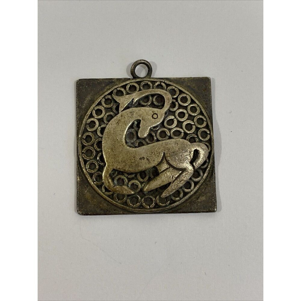 Vtg Signed Mexican Sterling Pendant MCM Carmen Beckmann Gazelle Deer 1.5” 20g